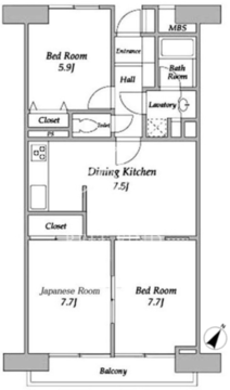 プラザ勝どき C-734 間取り図