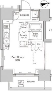 プラウドフラット浅草雷門 203 間取り図