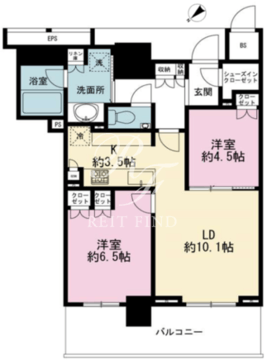 ブランズタワー豊洲 4122 間取り図