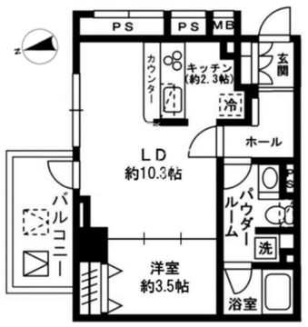 レジディア四谷三丁目 701 間取り図