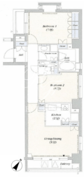 デュオフラッツ赤坂 406 間取り図