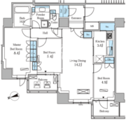 レジディアタワー目黒不動前 2512 間取り図
