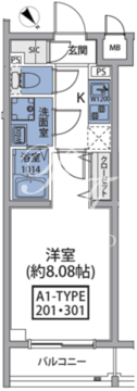 ルネサンスコート新宿余丁町 301 間取り図