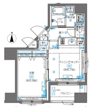 ズーム新宿南ファースト 1-304 間取り図