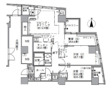 アクティ汐留 1916 間取り図