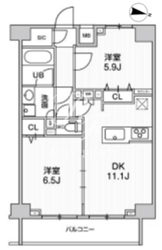 ジェノヴィア三ノ輪スカイガーデン 1001 間取り図