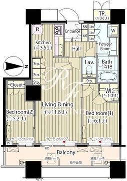 パークタワーグランスカイ 713 間取り図