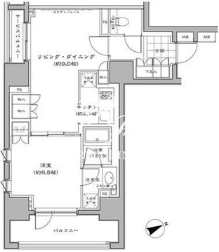 パークハビオ八丁堀 406 間取り図