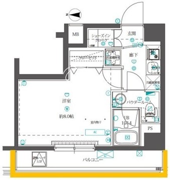 クオリタス押上 302 間取り図