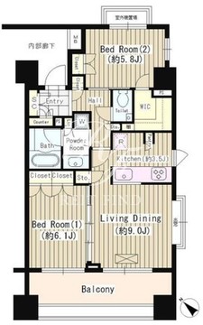 クオリア恵比寿パークフロント 701 間取り図