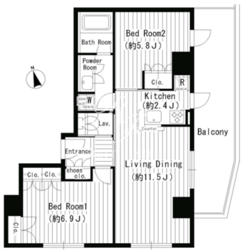 レガーロ西早稲田 1101 間取り図