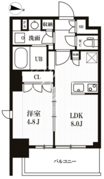 ピークス神田 1302 間取り図