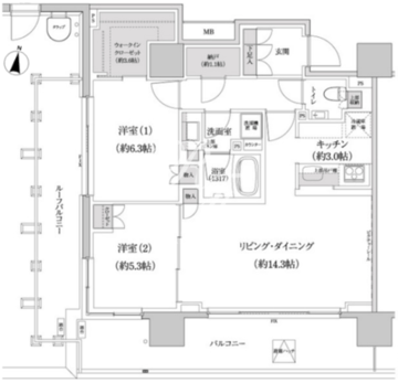 パークハビオ渋谷本町レジデンス 1302 間取り図