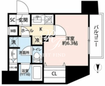 プレール・ドゥーク元浅草 1301 間取り図