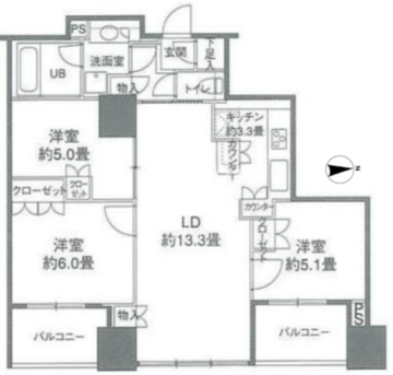 カスタリアタワー品川シーサイド 1006 間取り図
