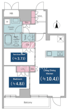 ドゥーエ日暮里 405 間取り図