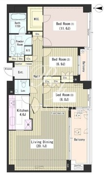 外苑レジデンス 302 間取り図