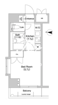 コンフォリア芝浦キャナル 407 間取り図