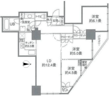 カスタリアタワー品川シーサイド 1307 間取り図