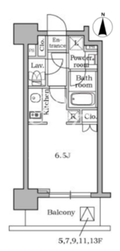 レジディア三軒茶屋 505 間取り図