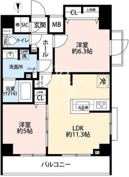 プレール・ドゥーク芝浦 1303 間取り図