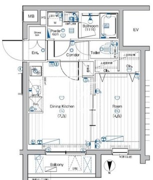 プレミアムキューブ大岡山DEUX 102 間取り図