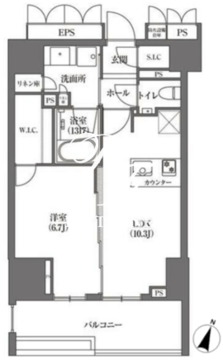 浜町アパートメンツ 1407 間取り図
