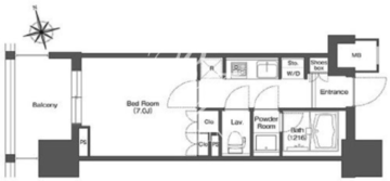 リーブルグラント西新宿 E-502 間取り図