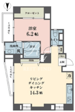 アムス四谷三丁目 1202 間取り図
