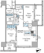 レジディアタワー目黒不動前 1904 間取り図