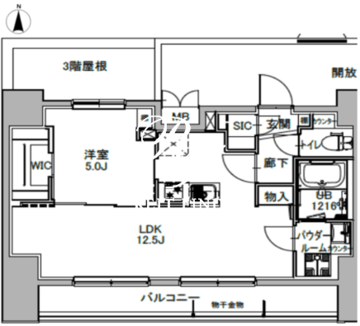 エスレジデンス八丁堀ウーナ 1103 間取り図