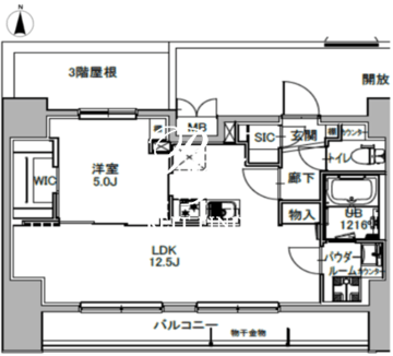 エスレジデンス八丁堀ウーナ 1203 間取り図
