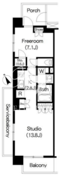 ブリリアイスト三軒茶屋 B-801 間取り図