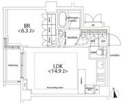 カスタリア麻布十番 605 間取り図