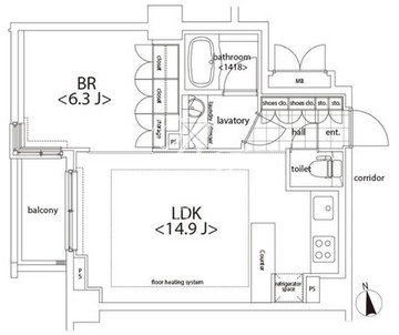 カスタリア麻布十番 605 間取り図