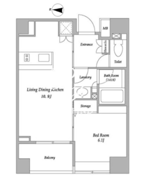 BPRレジデンス蔵前 1201 間取り図