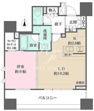 ザ・パークハウス上野 1405 間取り図