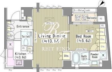 六本木エムケイアートレジデンス 607 間取り図