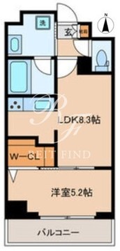 グローリオシェルト東京八丁堀 301 間取り図