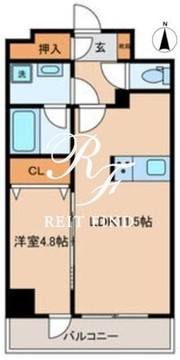 グローリオシェルト東京八丁堀 401 間取り図