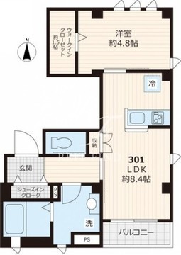 セルティス神楽坂 301 間取り図