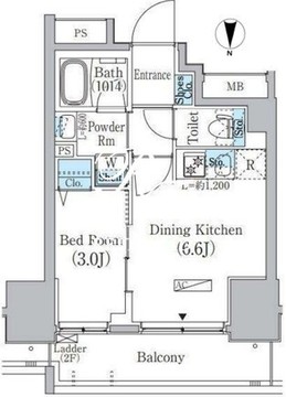プライムブリス上野元浅草 1204 間取り図