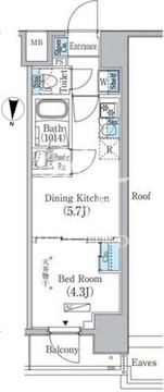 プライムブリス上野元浅草 1403 間取り図