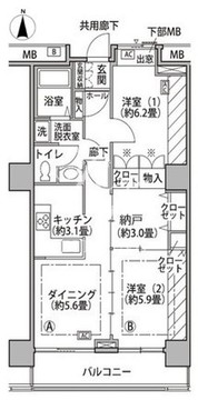 東雲キャナルコートCODAN 18-1105 間取り図