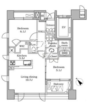 レジディア代官山 401 間取り図