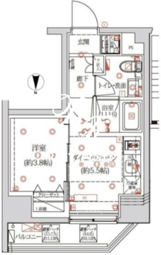 クオリタス浅草橋 1301 間取り図