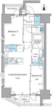 ルフォンプログレ上野稲荷町 1101 間取り図
