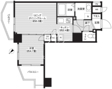 カスタリア初台 804 間取り図