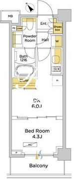 パークアクシス門前仲町テラス 208 間取り図