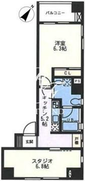 スクエアードコート日本橋人形町 803 間取り図